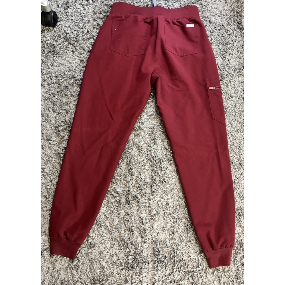 Figs Scrub Technical Collection Pants Joggers Maroon Drawstring Womens Sz S - Picture 10 of 10
